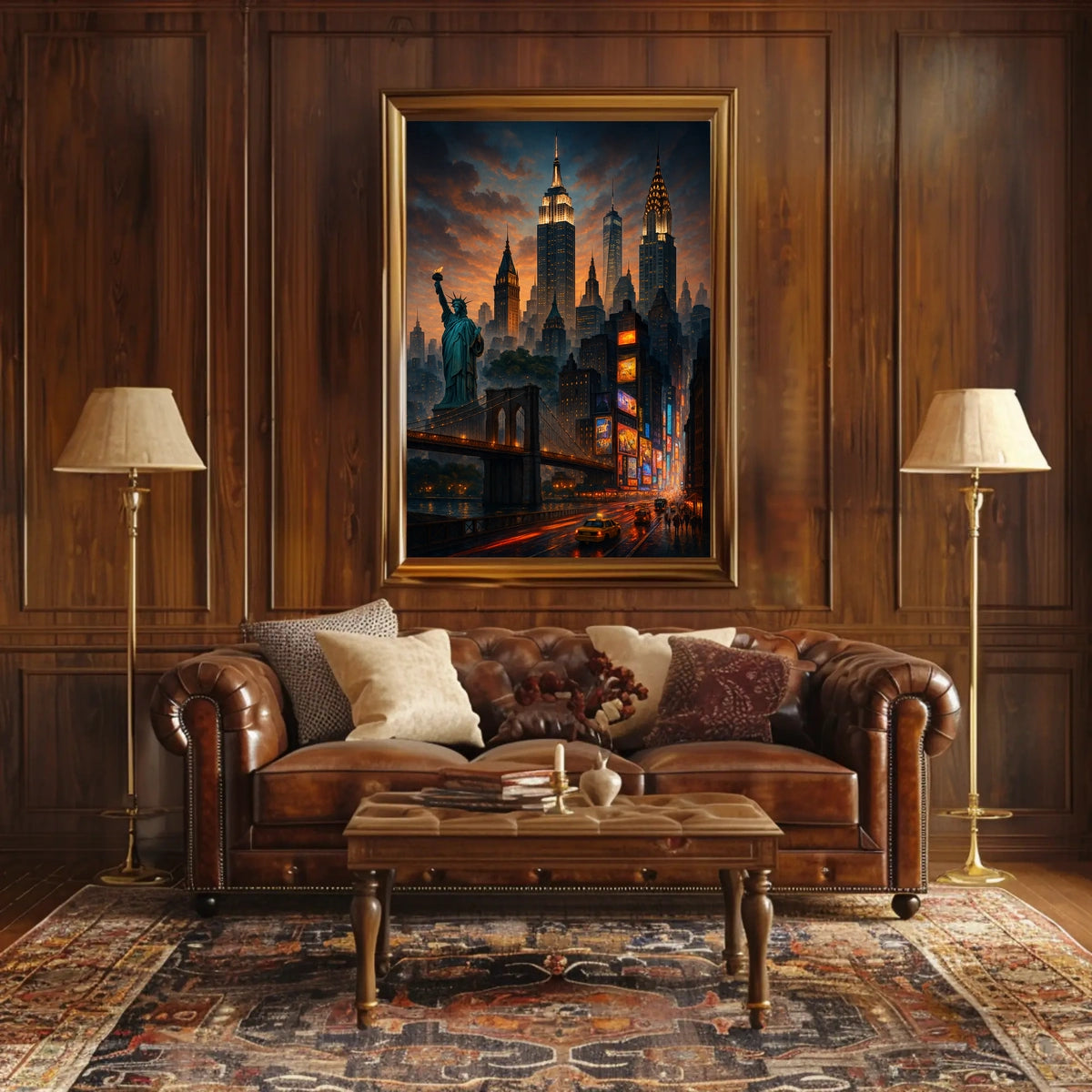 New York City Sunset Cityscape Poster Modern Wall Art