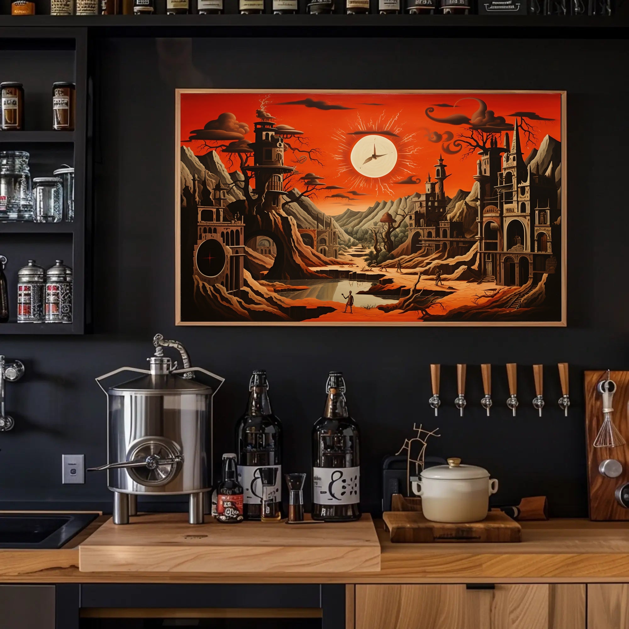 Surreal Gothic Landscape with Radiant Sky Fantasy Mythology Poster