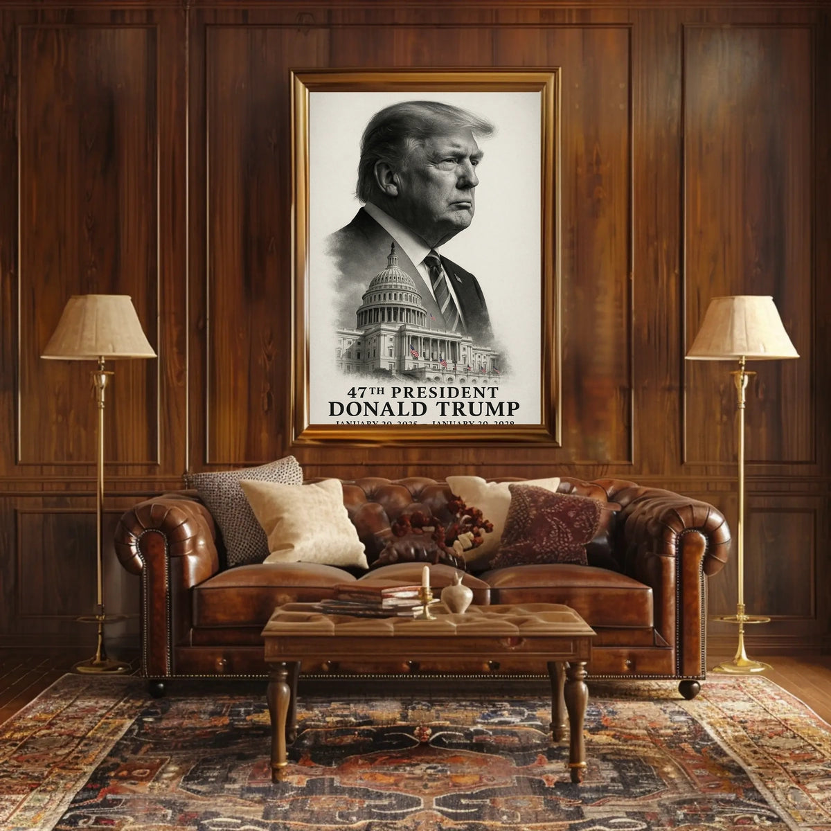 Donald Trump Resolute Visionary Above the Capitol Poster
