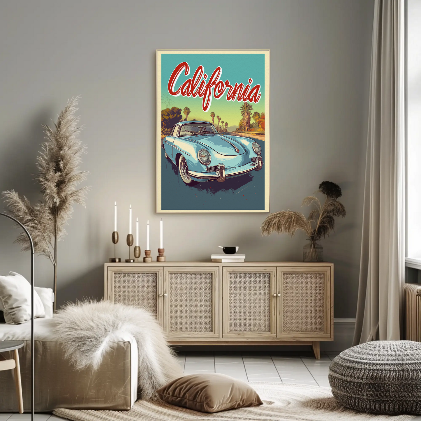 California Classic Car Vintage Poster
