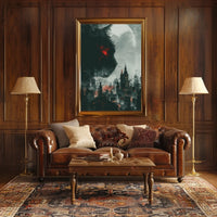 Cat Over Cityscape Poster