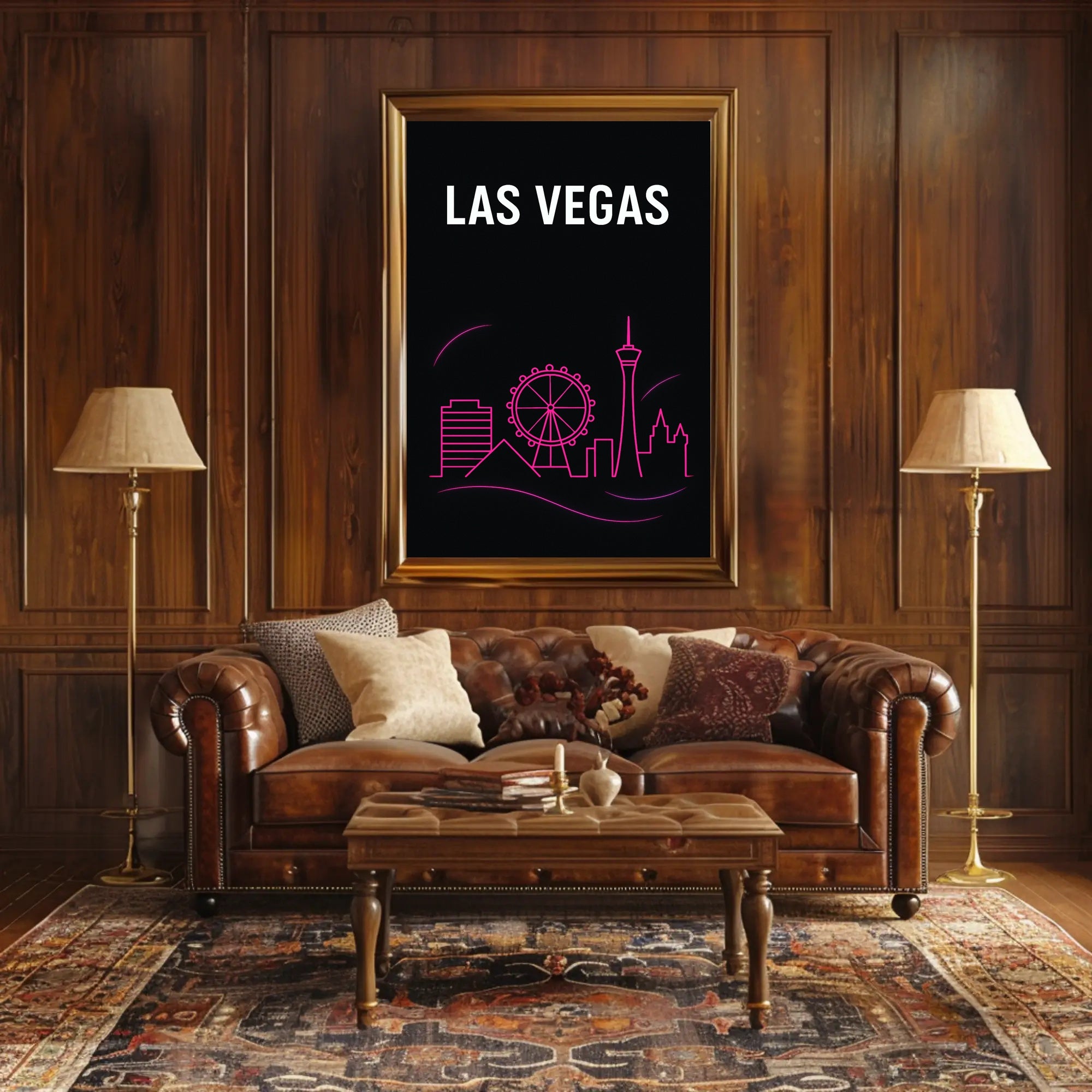 Las Vegas Neon Skyline Poster PosterGoat