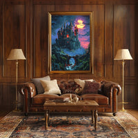 Enchanted Castle at Dusk Wall Art Poster Print PosterGoat