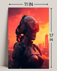 Cybernetic Sentinel At Sunset Poster PosterGoat
