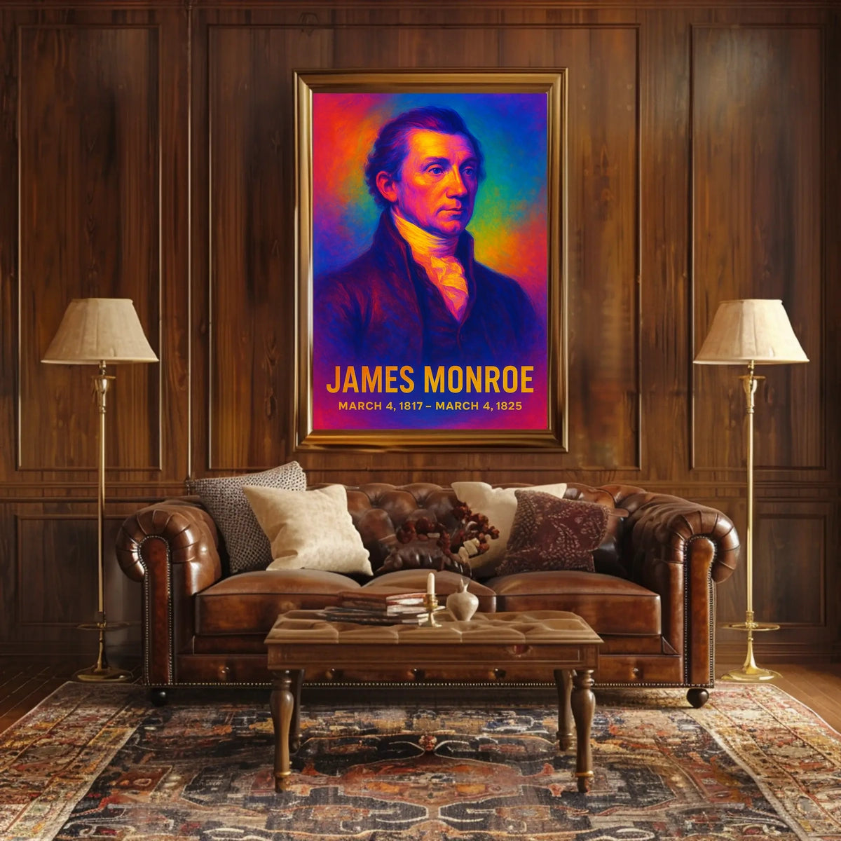 James Monroe 5th President of the United States Neon Gradient Overlay Poster