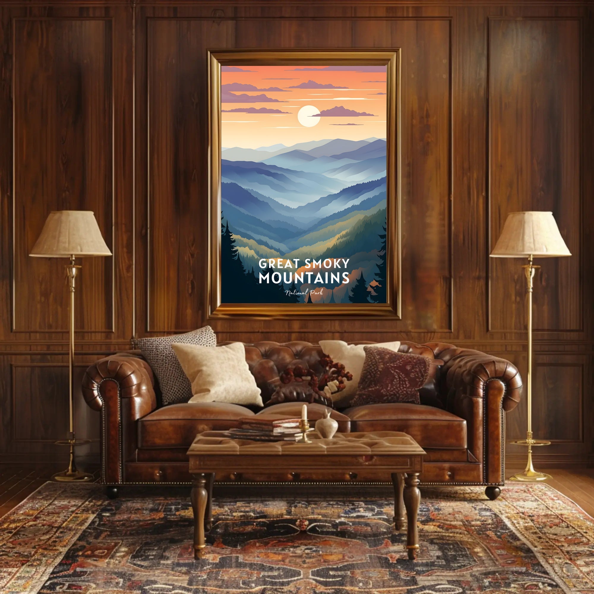 Great Smoky Mountains Landscape Poster Vintage Print