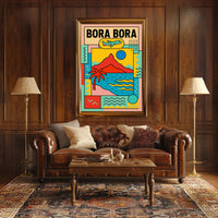Bora Bora Getaway Modern Geometric Travel Poster PosterGoat
