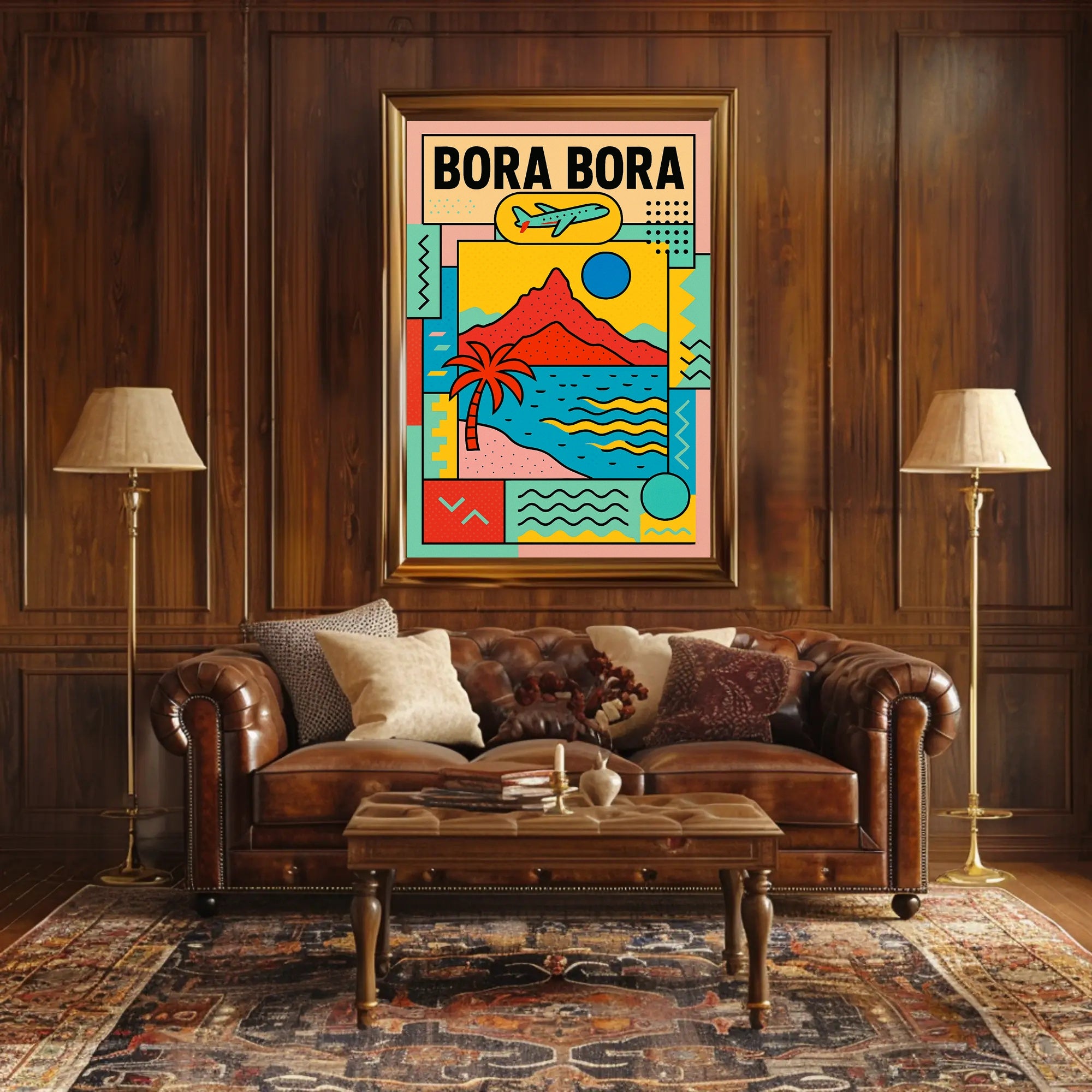 Bora Bora Getaway Modern Geometric Travel Poster PosterGoat