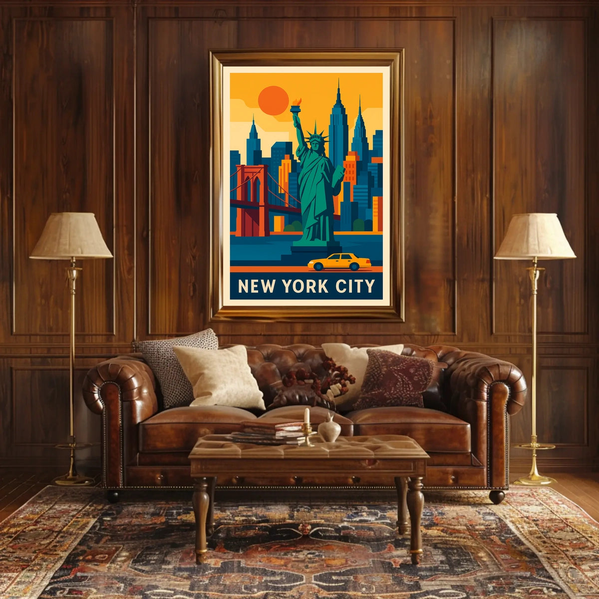 New York City Iconic Landmarks Poster Modern Wall Art