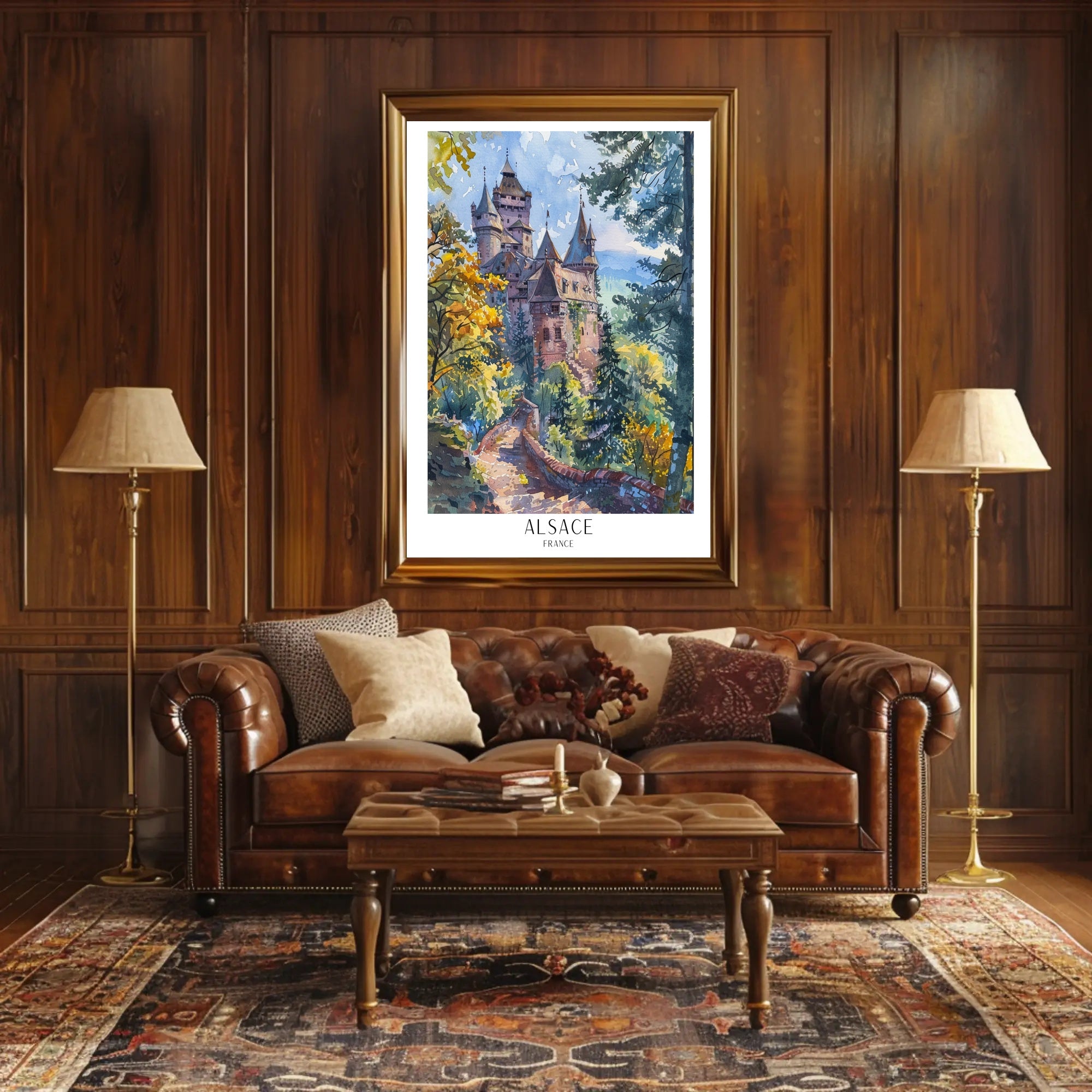 Alsace Castle in Autumn Poster PosterGoat