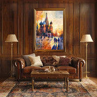 St. Basil's Cathedral Sunset Watercolor Art Poster