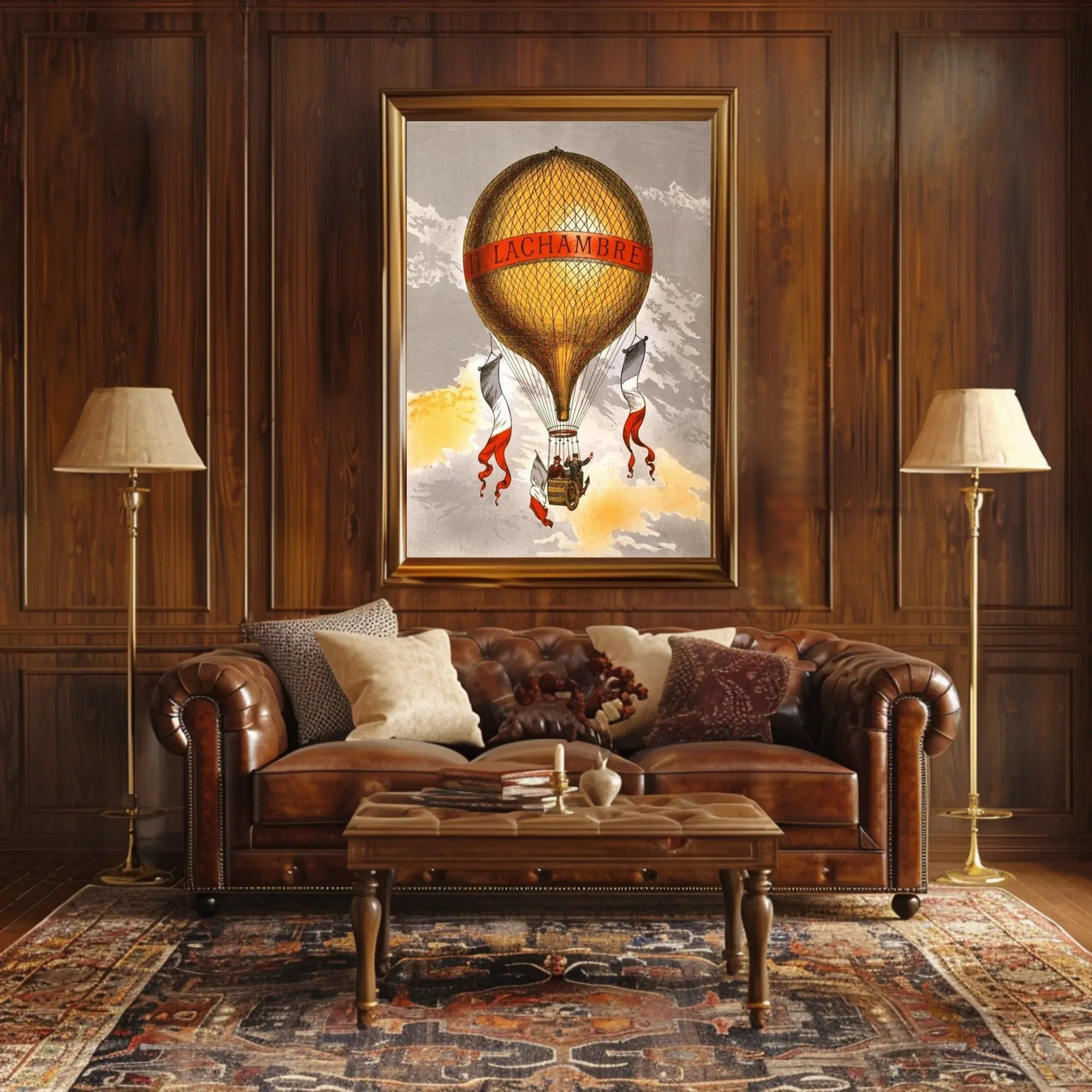 Vintage Hot Air Balloon Illustration Poster PosterGoat