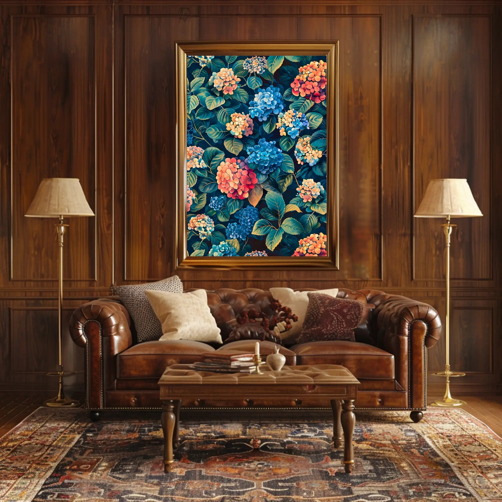 Vibrant Hydrangea Blossom: Ultra-Realistic Artistic Poster