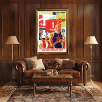 Vintage Soviet Sports Propaganda May Day Poster