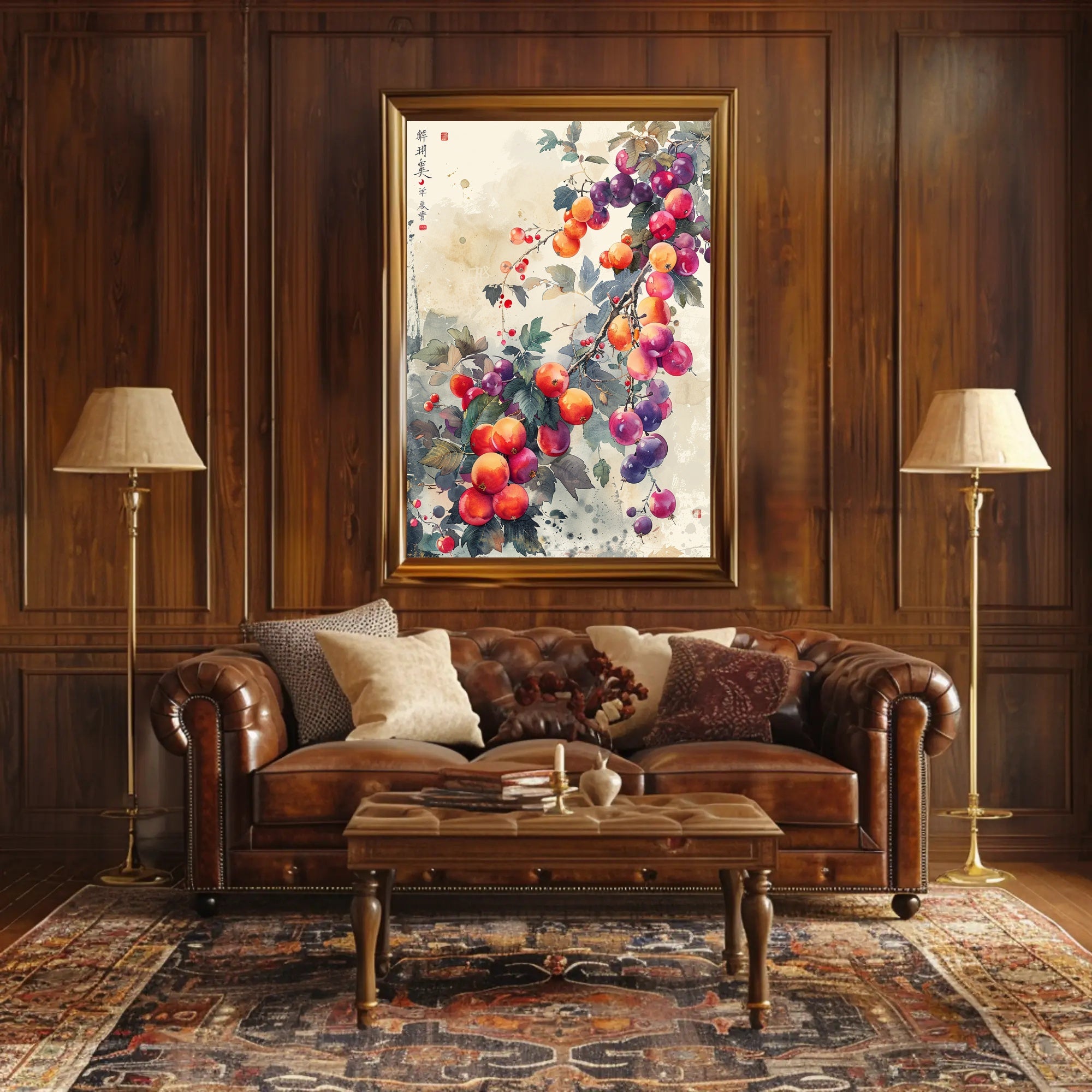 Vibrant Asian-Inspired Botanical Art Poster: Cultural Heritage Poster PosterGoat