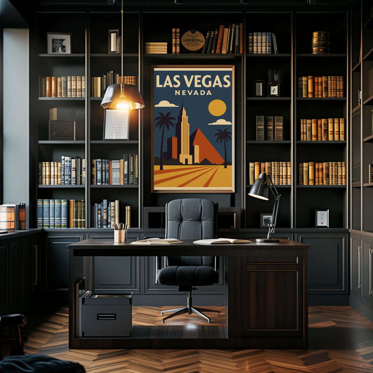 Las Vegas Nevada Geometric Retro Buildings Art Poster