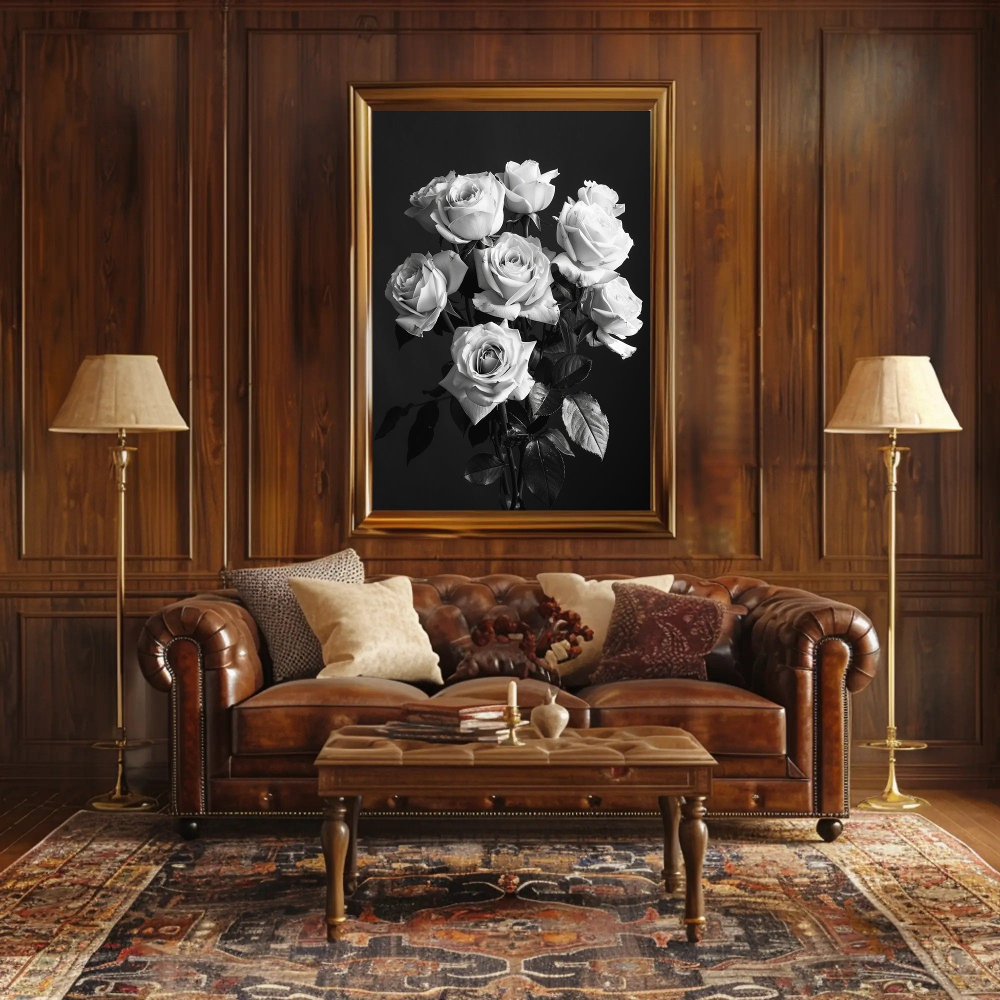 Striking Black-and-White Roses Photorealistic Art Poster PosterGoat