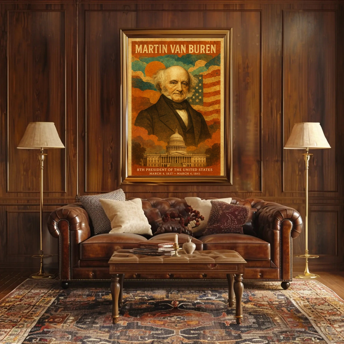 Martin Van Buren 8th President of the United States Layered Digital Collage Poster