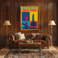 New York City Landmarks Skyline Poster Modern Wall Art