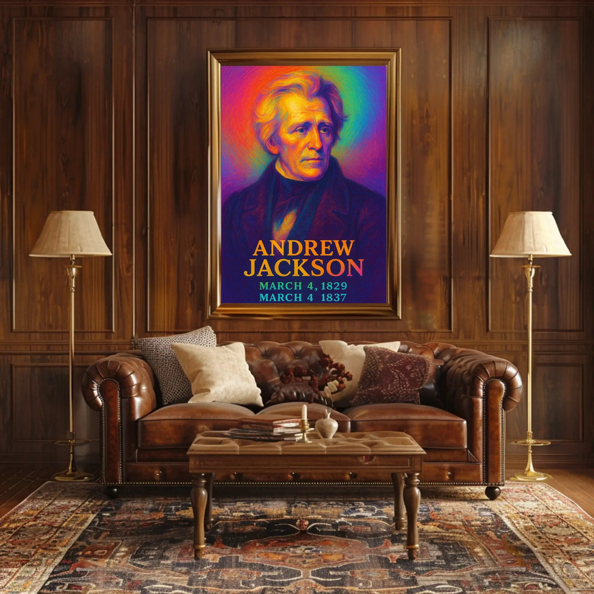 Andrew Jackson 7th President of the United States Neon Gradient Overlay Poster