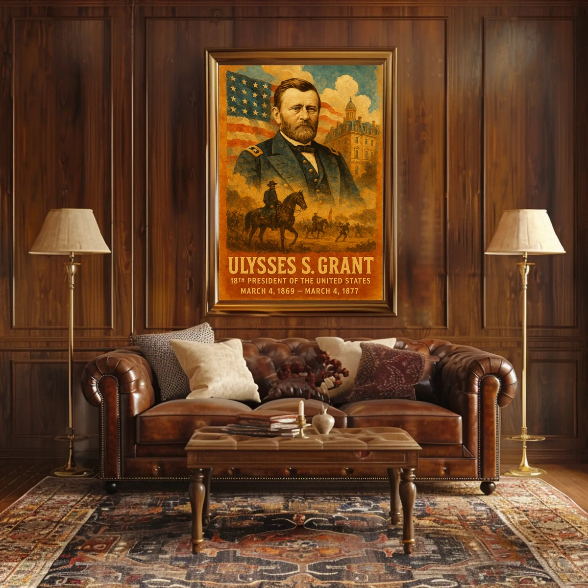 Ulysses S. Grant 18th President of the United States Layered Digital Collage Poster