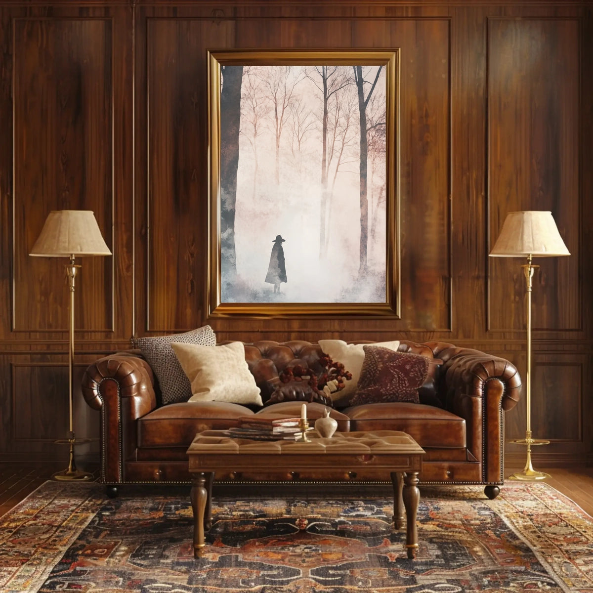 Solitary Figure Mystery Solitude Watercolor Poster