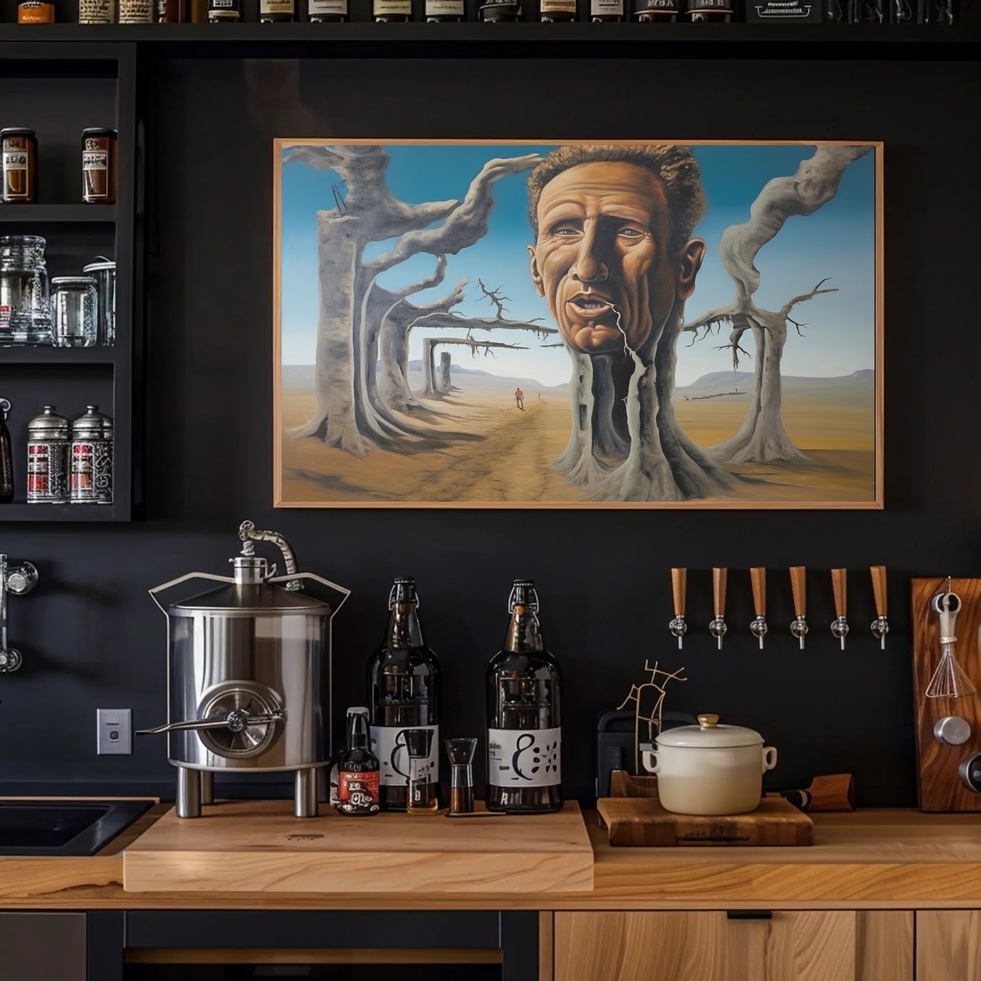 Surreal Desert Landscape with Human-Tree Hybrid - Artistic Poster