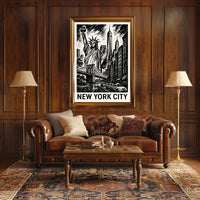 Iconic New York City Poster Monochrome Skyline For NYC Home