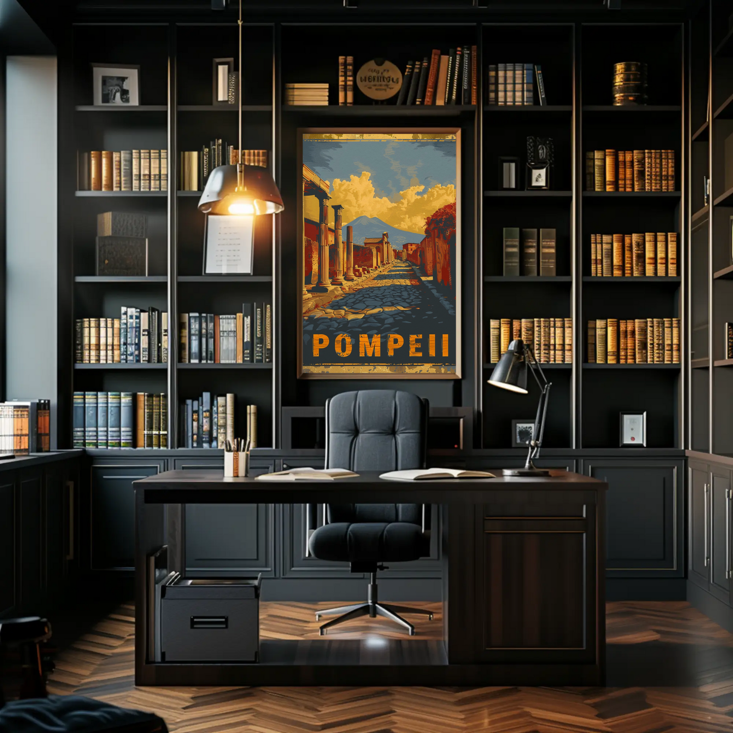 Pompeii Ancient Ruins and Mount Vesuvius Travel Poster