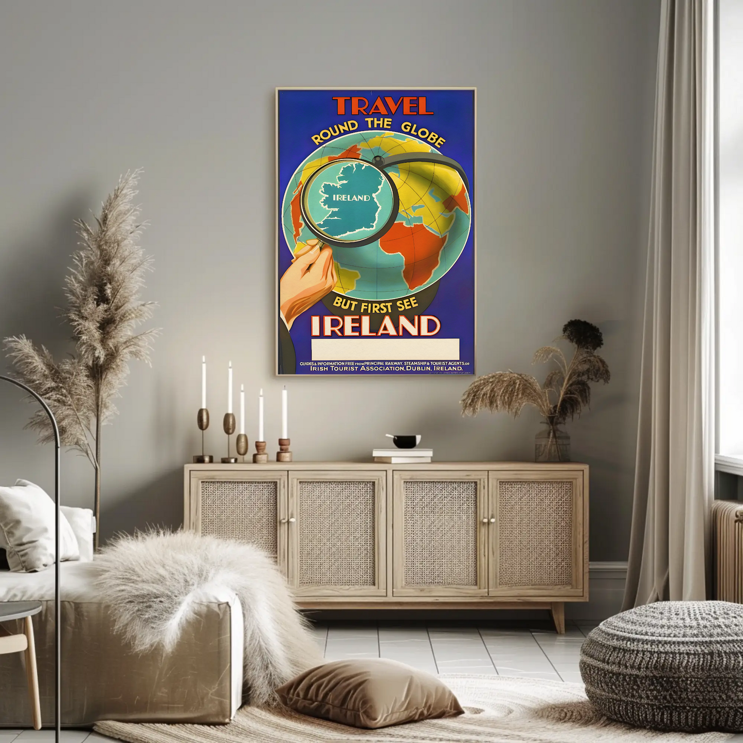 Vintage Poster - Travel Ireland Globe