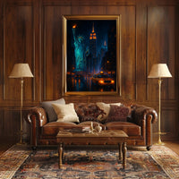 New York City Nightscape Skyline Poster Modern Wall Art