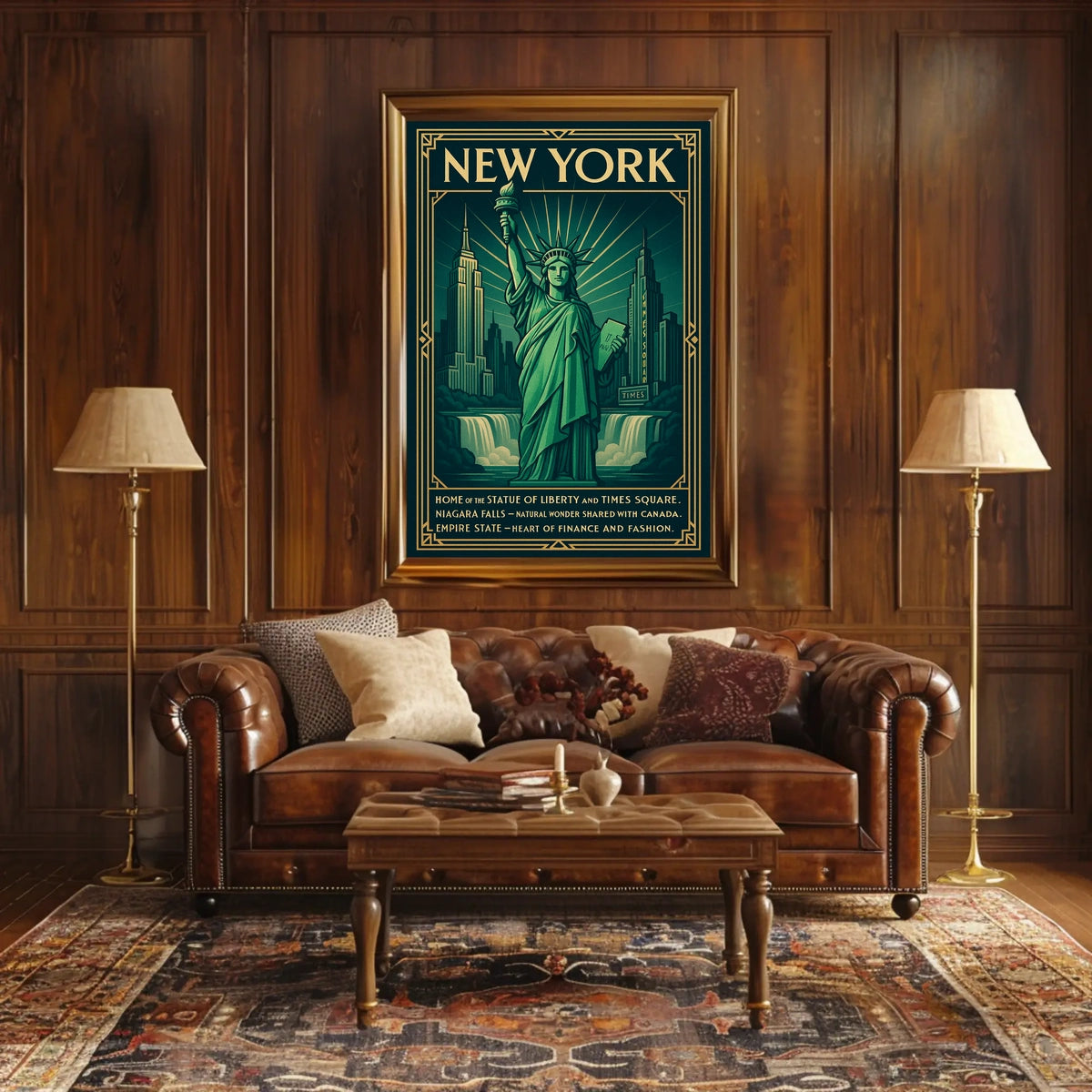 New York City Poster Vintage Travel Landmark Wall Art