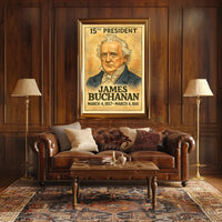 James Buchanan 15th President of the United States Exaggerated Cartoon Sketch Poster