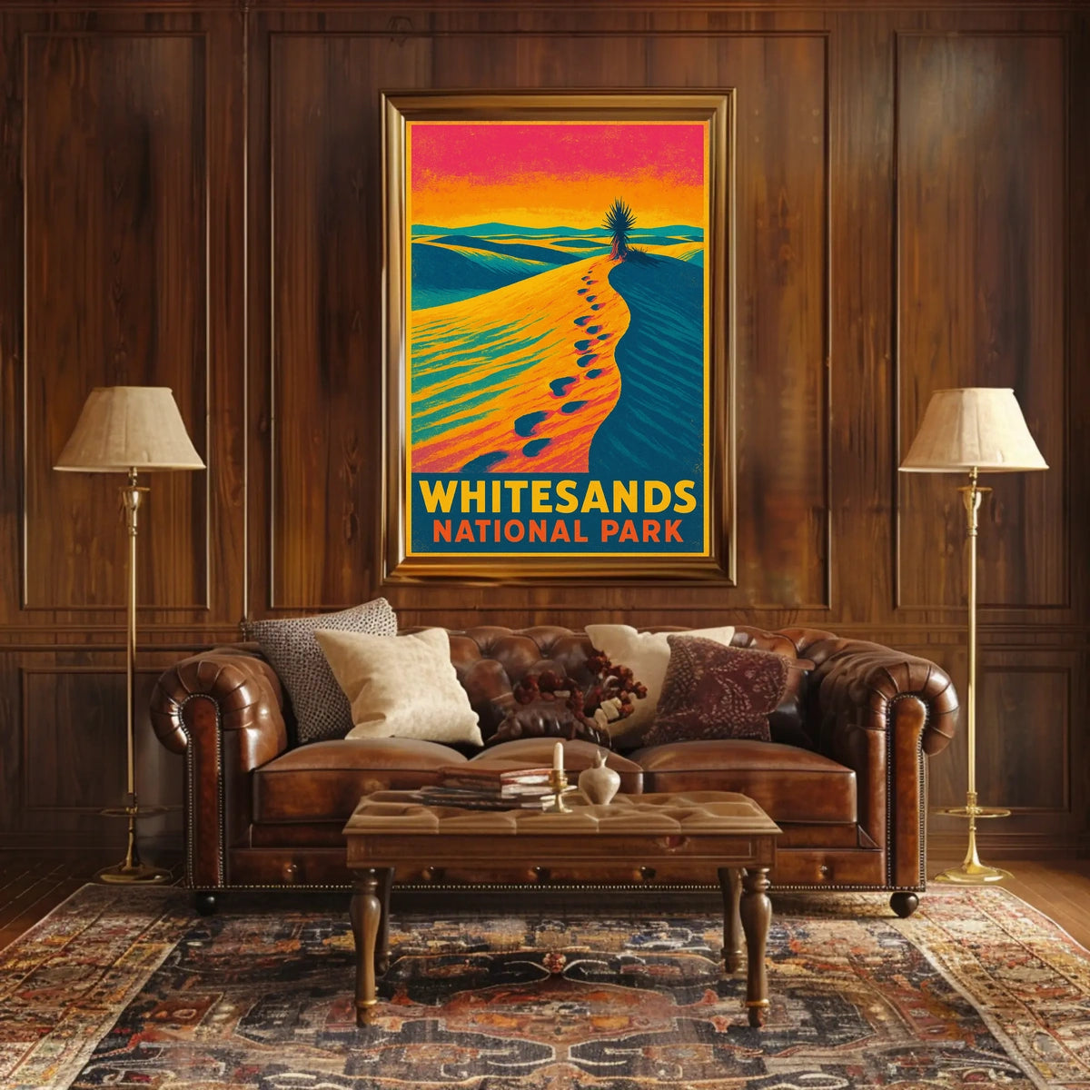 Whitesands National Park Vintage Desert Travel Poster