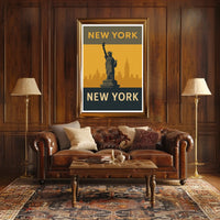 New York Skyline Silhouette Poster Vintage Wall Art