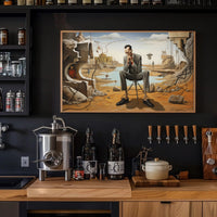 Introspective Surreal Landscape with Formal Figure: Artistic Poster