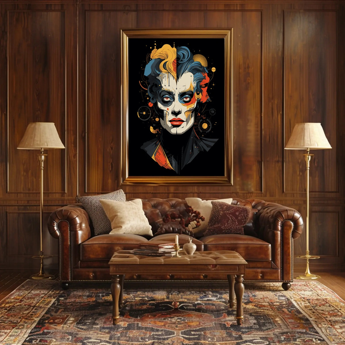 Abstract Artistic Poster with Geometric Shapes and Bold Colors