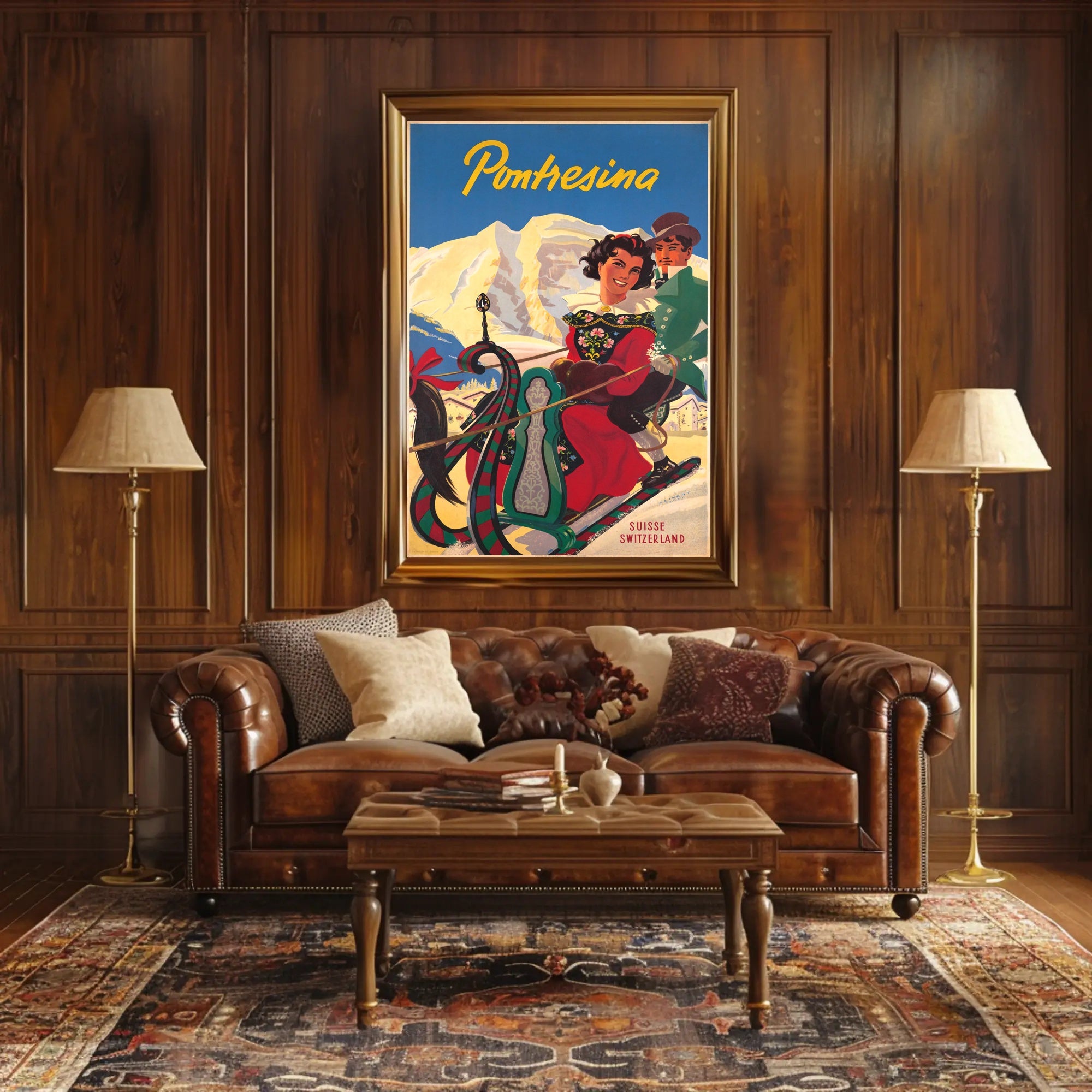 Vibrant Pontresina Winter Travel Scene Poster PosterGoat