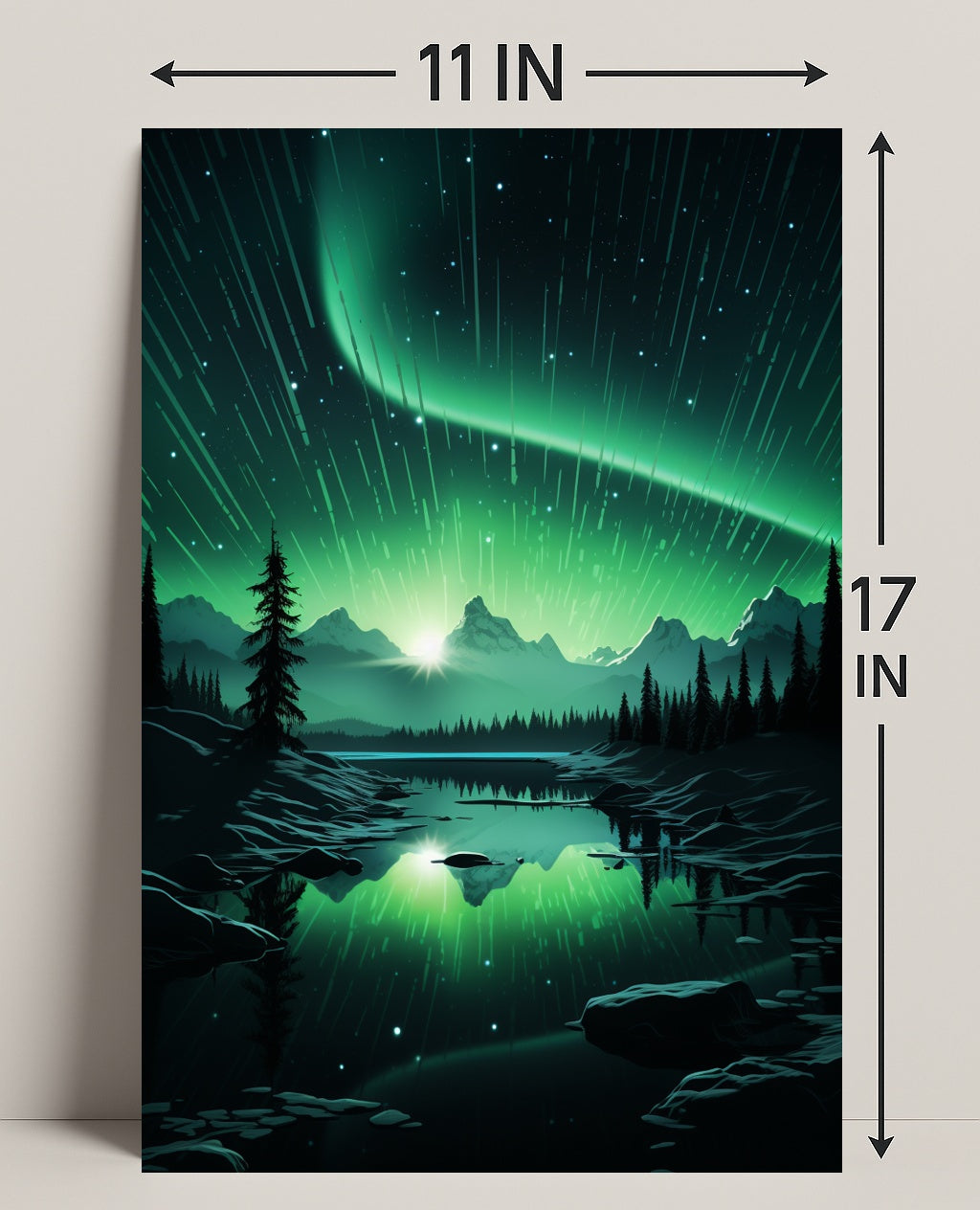 Aurora Over Tranquil Landscape Poster