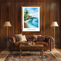 Serene Honduran Coastal Landscape Travel Poster PosterGoat