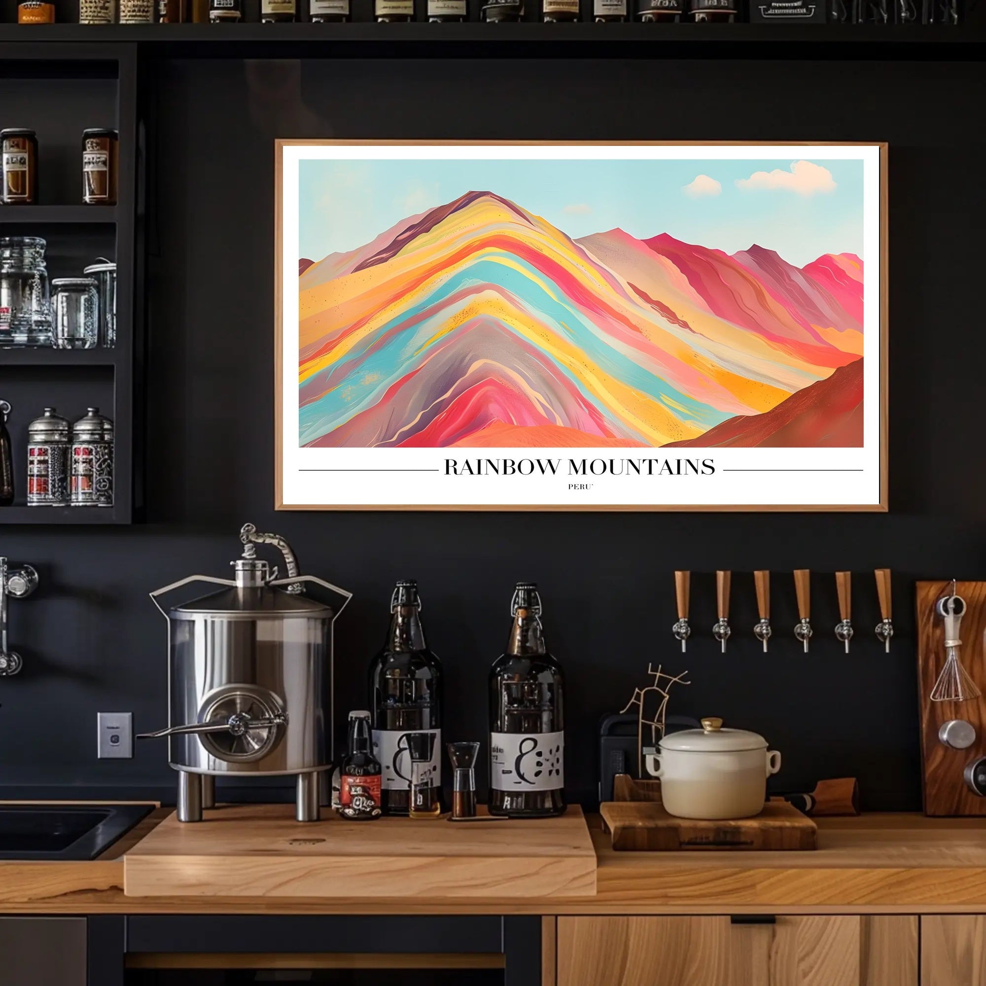 Vibrant Rainbow Mountains Abstract Artistic Poster