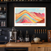 Vibrant Rainbow Mountains Abstract Artistic Poster