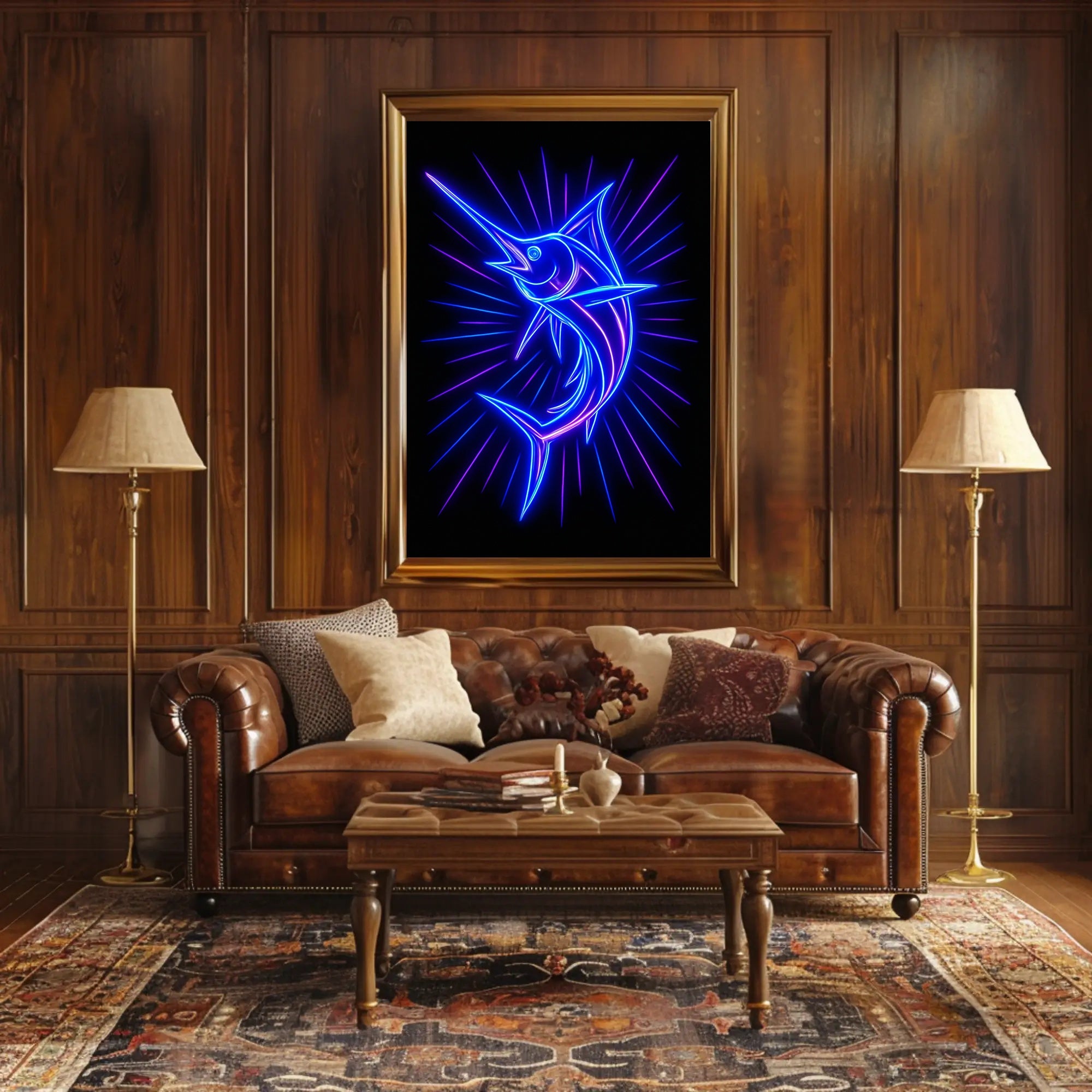 Neon Marlin Poster PosterGoat