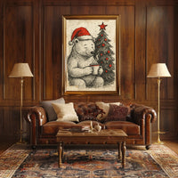 Festive Bear with Hot Cocoa Poster