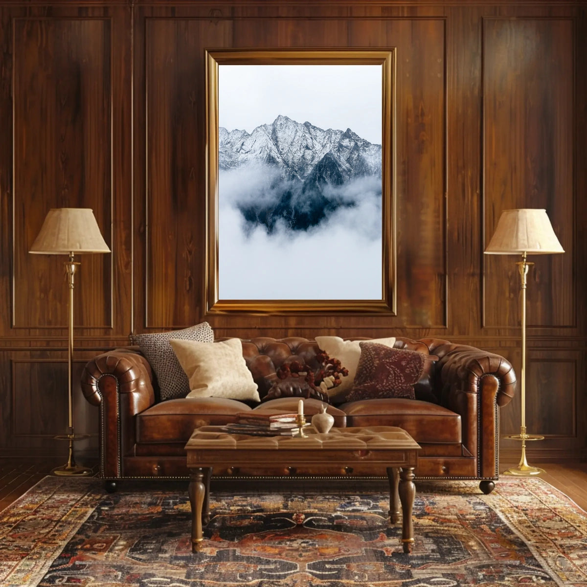 Majestic Snowy Mountains Photorealistic Nature Poster