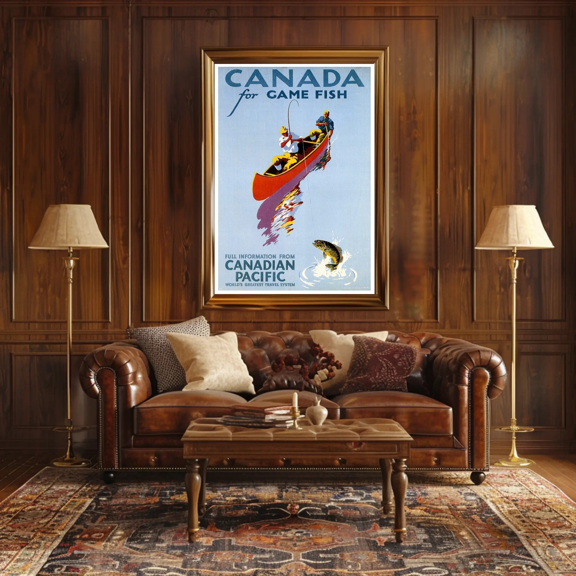 Fishing Adventure in Canada Vintage Travel Poster PosterGoat