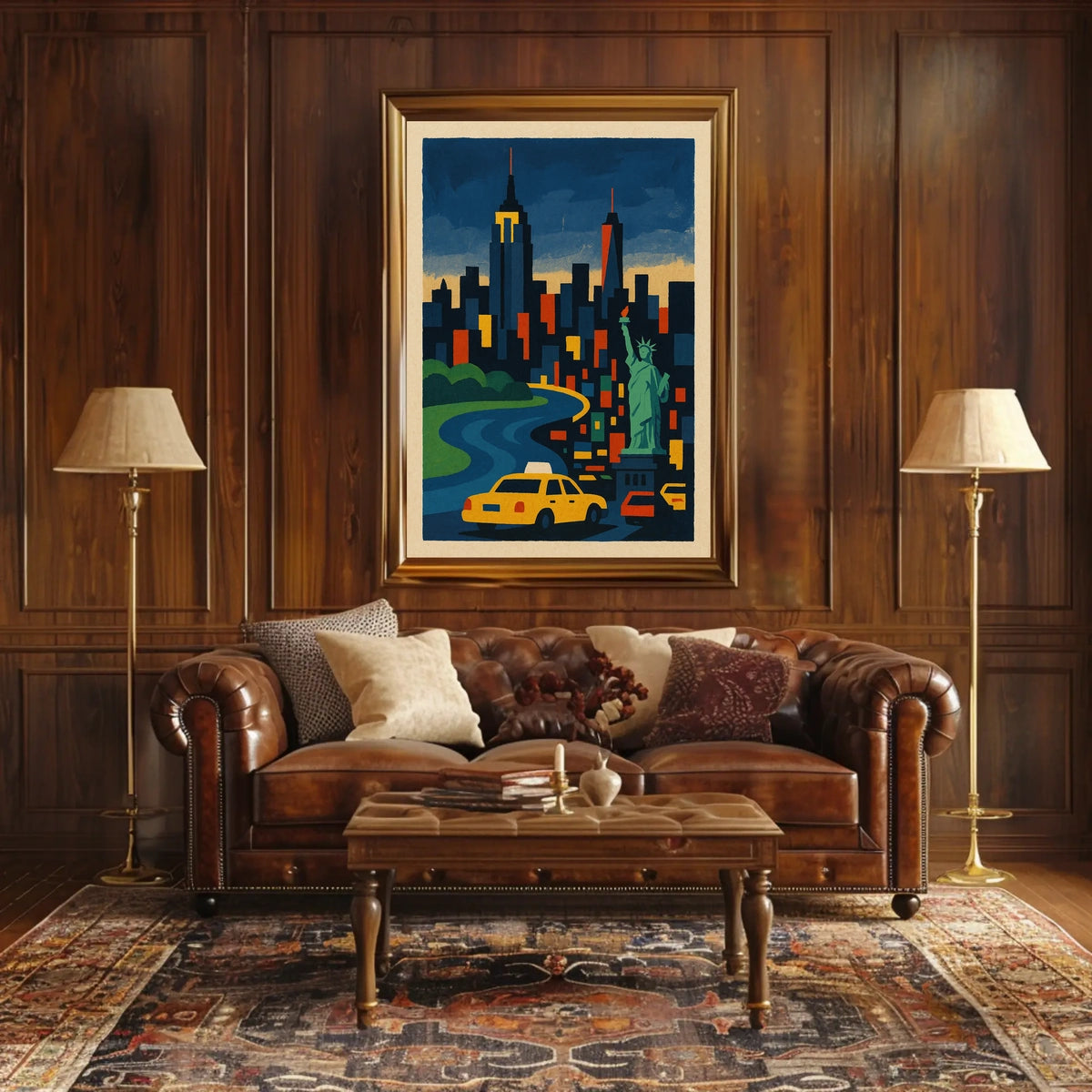 New York City Skyline Poster Modern Urban Vibrant Wall Art