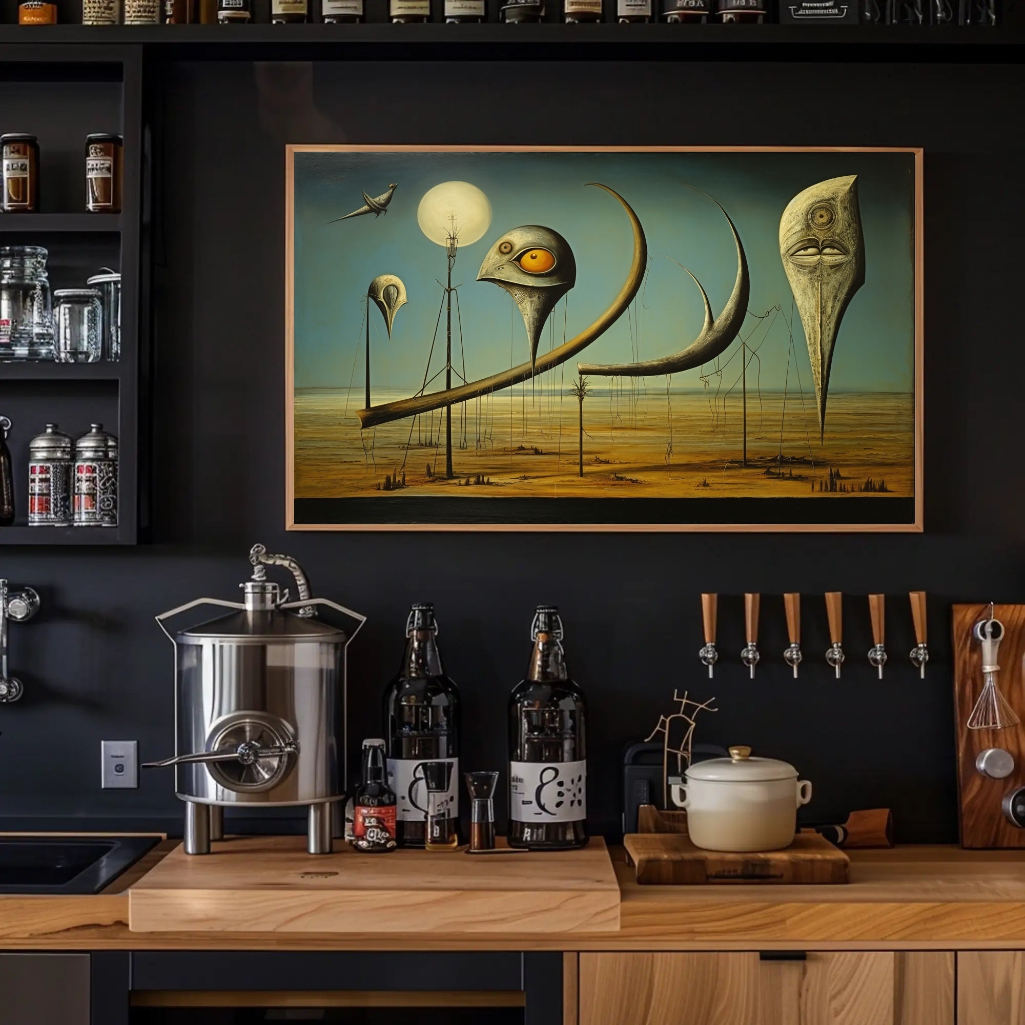 Surreal Birdscape in Otherworldly Realm: Abstract or Artistic Poster