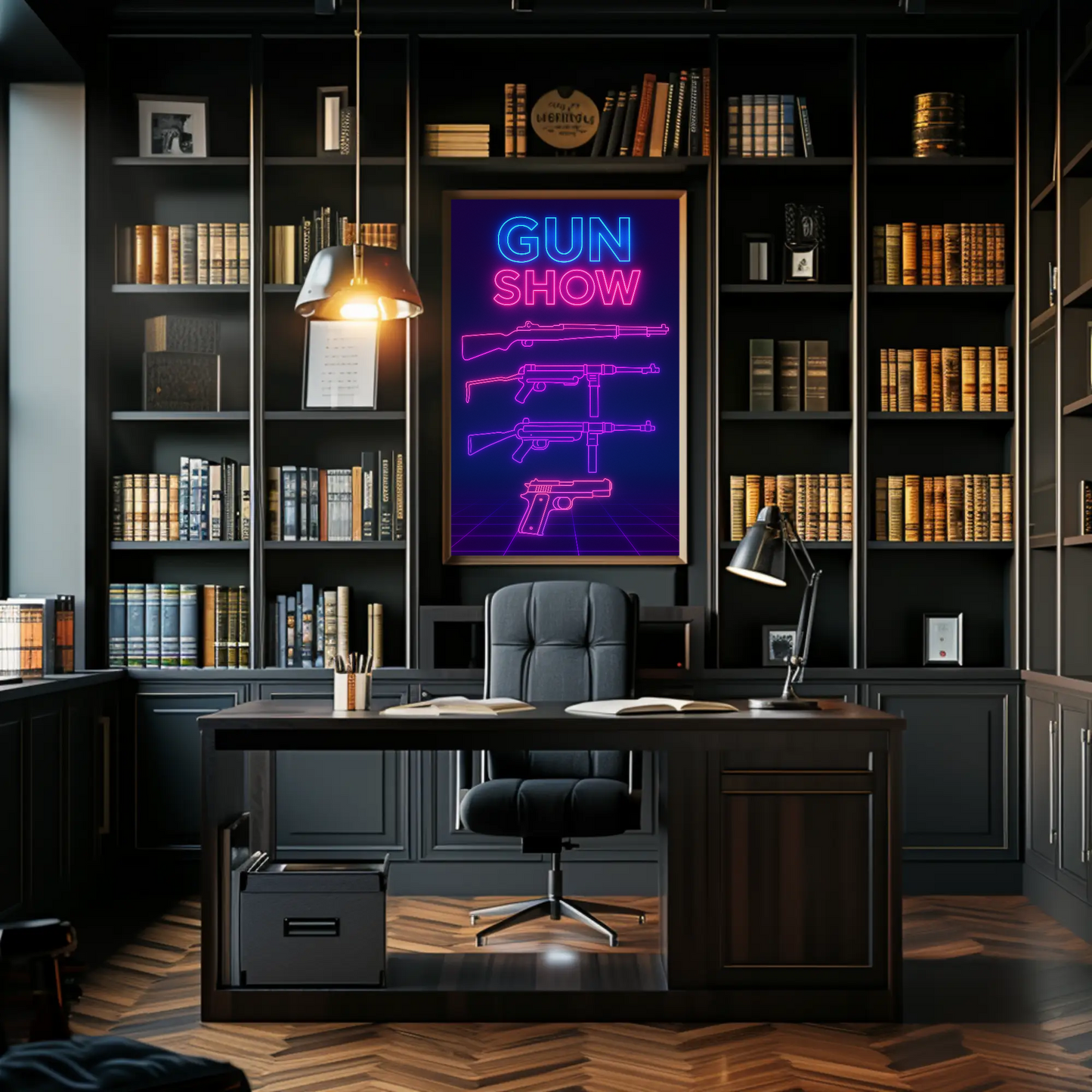 Gun Show Neon Firearm Poster