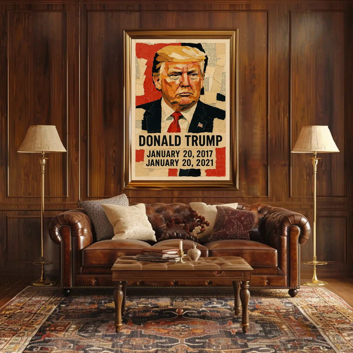 Donald Trump 45th President of the United States Layered paper Collage Poster